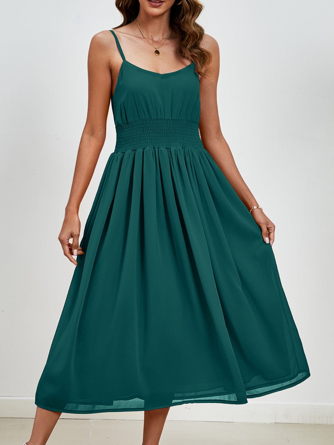 Scoop Neck Midi Cami Dress - Trendsi