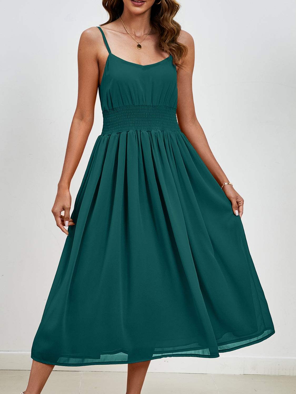 Scoop Neck Midi Cami Dress - Trendsi - Flyclothing LLC