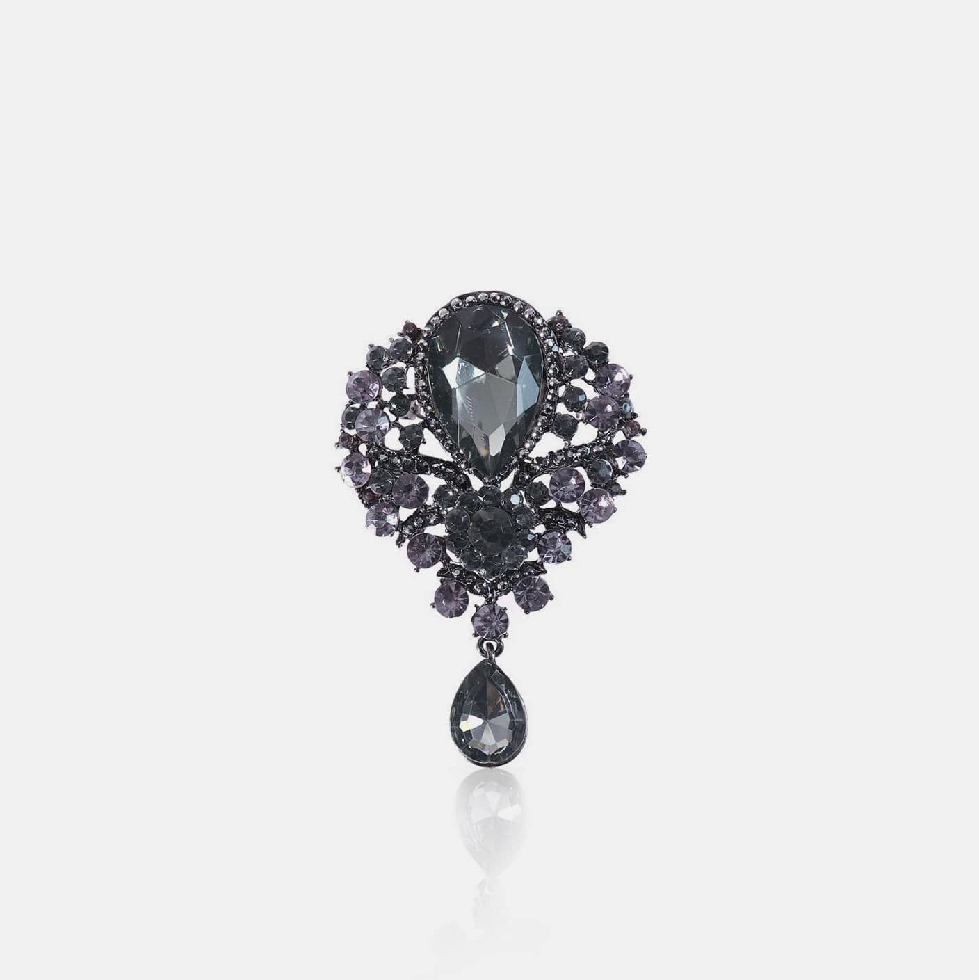 Alloy Rhinestone Teardrop Brooch - Trendsi
