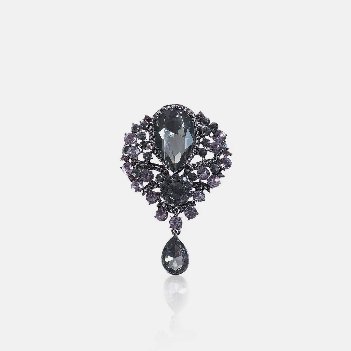 Alloy Rhinestone Teardrop Brooch - Trendsi - Flyclothing LLC