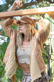 POL Quilting Patch Button Up Cable Knit Jacket - Trendsi