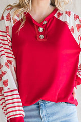 Heart Printed Round Neck Long Sleeve T-Shirt - Trendsi