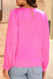 Round Neck Long Sleeve Blouse - Trendsi