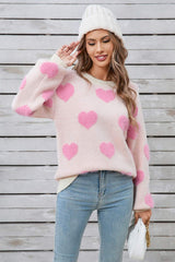 Angel Wings Heart Dropped Shoulder Long Sleeve Sweater - Trendsi - Flyclothing LLC