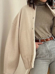 Full Size Snap Down Drop Shoulder Jacket - Trendsi