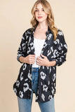 BOMBOM Animal Print Button Up Knit Shacket - Trendsi