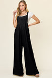Double Take Full Size Texture Wide Strap Wide Leg Overall - Trendsi