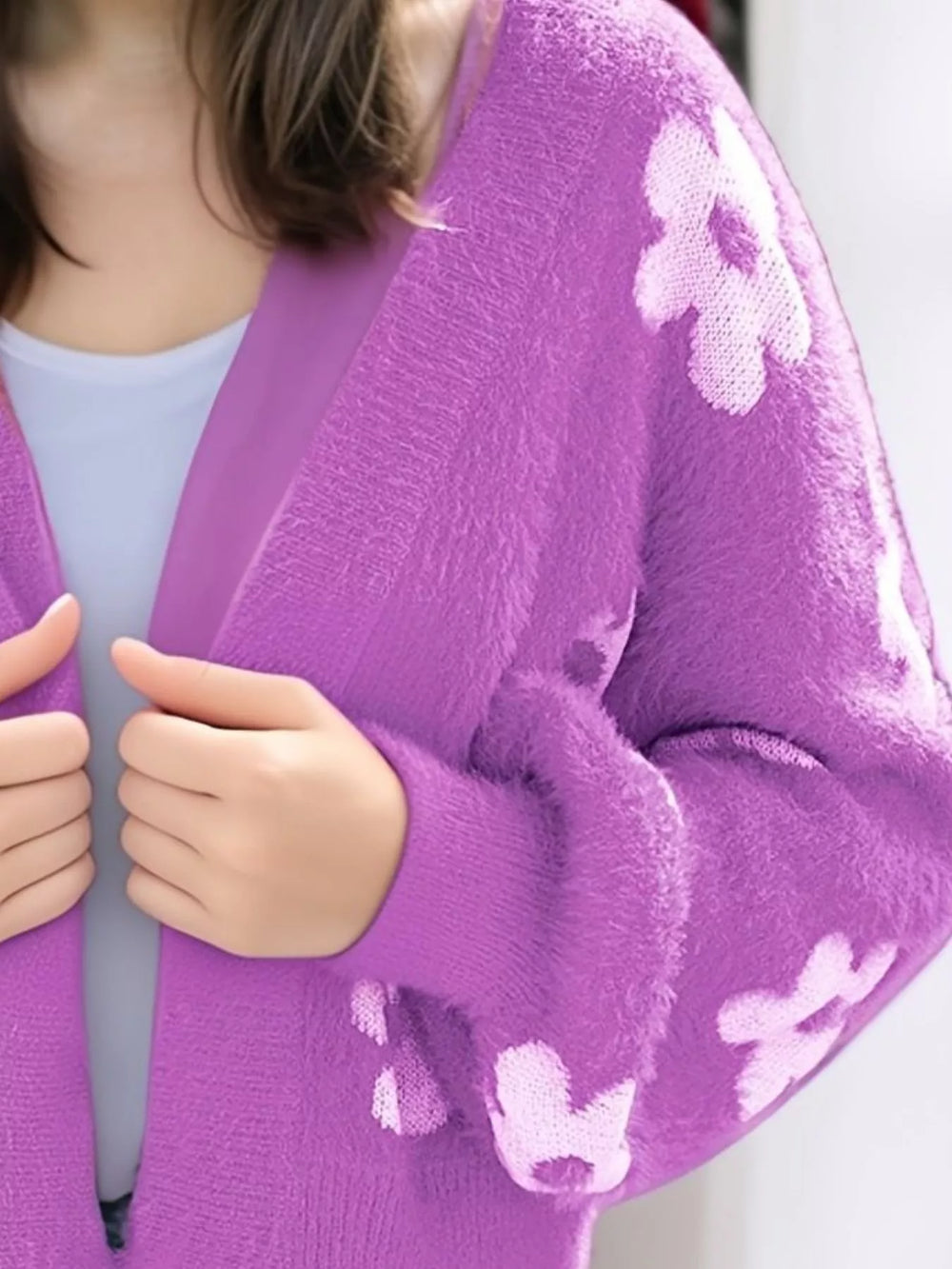 Floral Open Front Cardigan - Trendsi - Flyclothing LLC