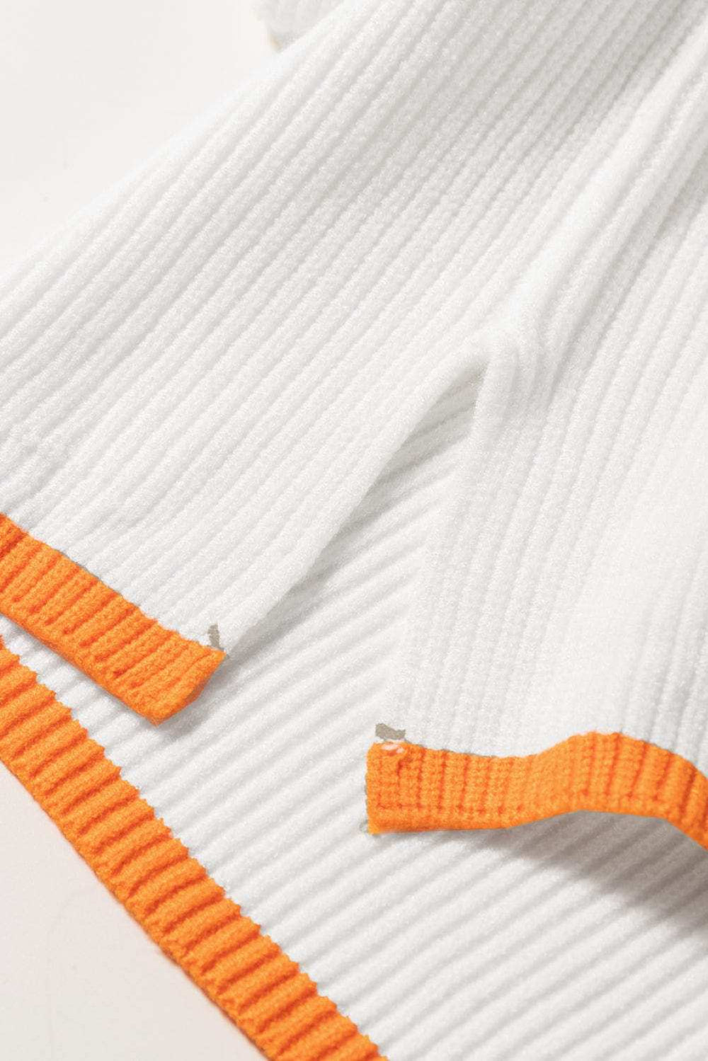 Contrast Half Zip Drop Shoulder Sweater - Trendsi - Flyclothing LLC