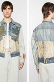 Men's Lace Up Back Button Up Denim Jacket - Trendsi - Flyclothing LLC