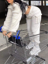 Cozy Plush Crop Top and Cargo Pants Set - Trendsi - Flyclothing LLC