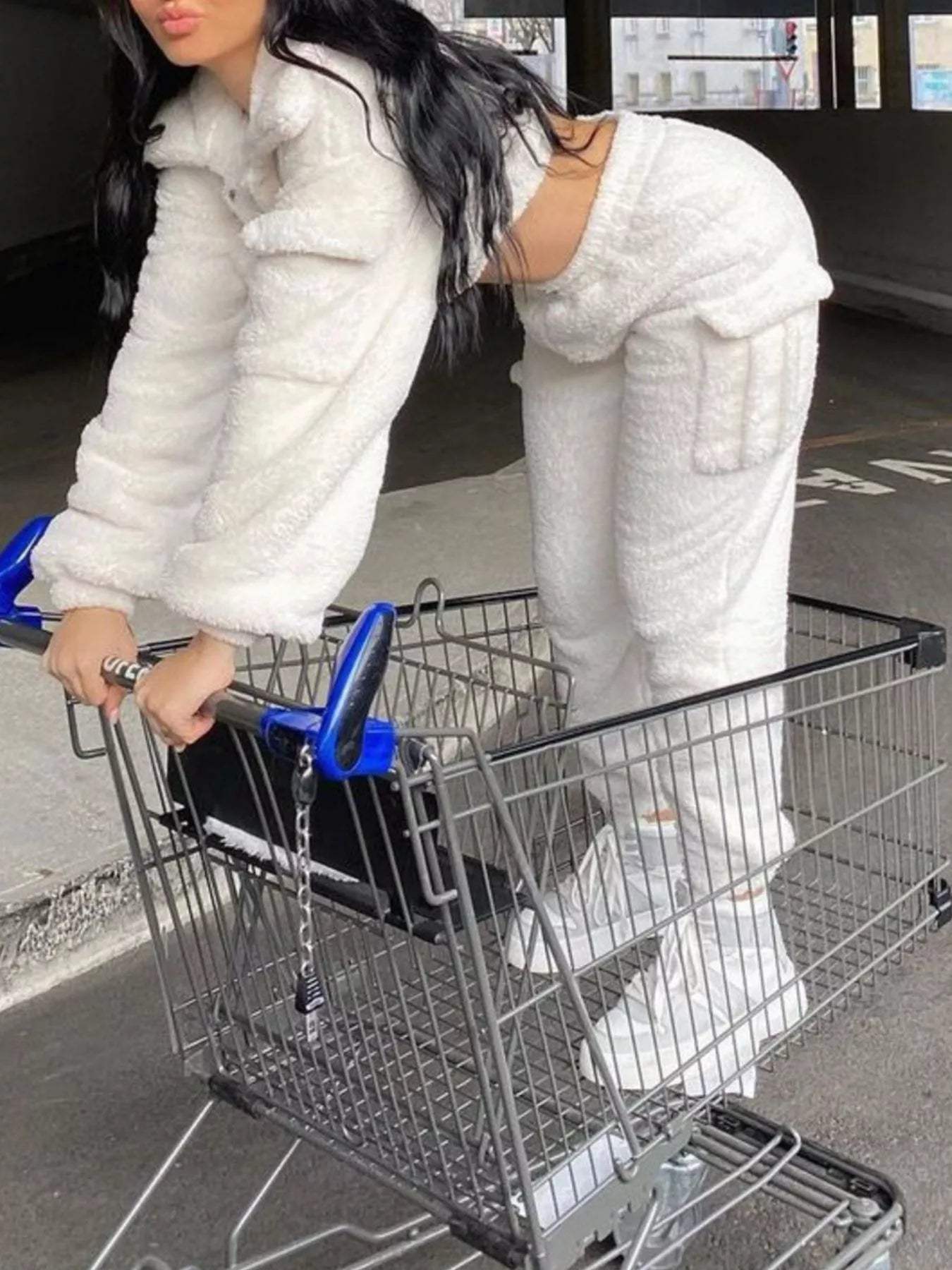Cozy Plush Crop Top and Cargo Pants Set - Trendsi - Flyclothing LLC