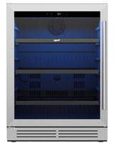 32" X 23" Silver and Black Stainless Steel Single Compartment Can Beverage Refrigerator - HomeRoots - Flyclothing LLC