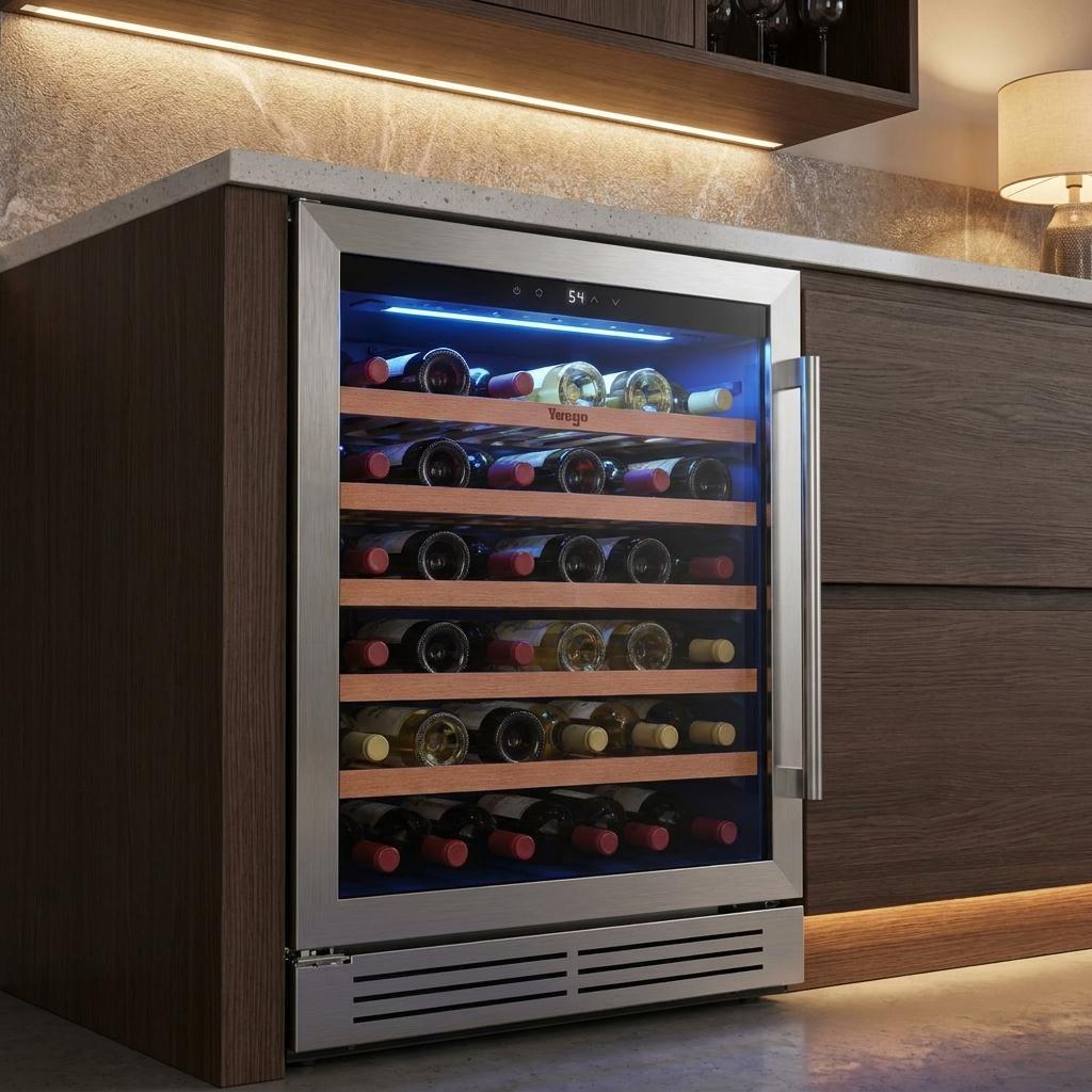 32" X 23" Silver and Black Stainless Steel Single Compartment Wine Refrigerator - HomeRoots - Flyclothing LLC