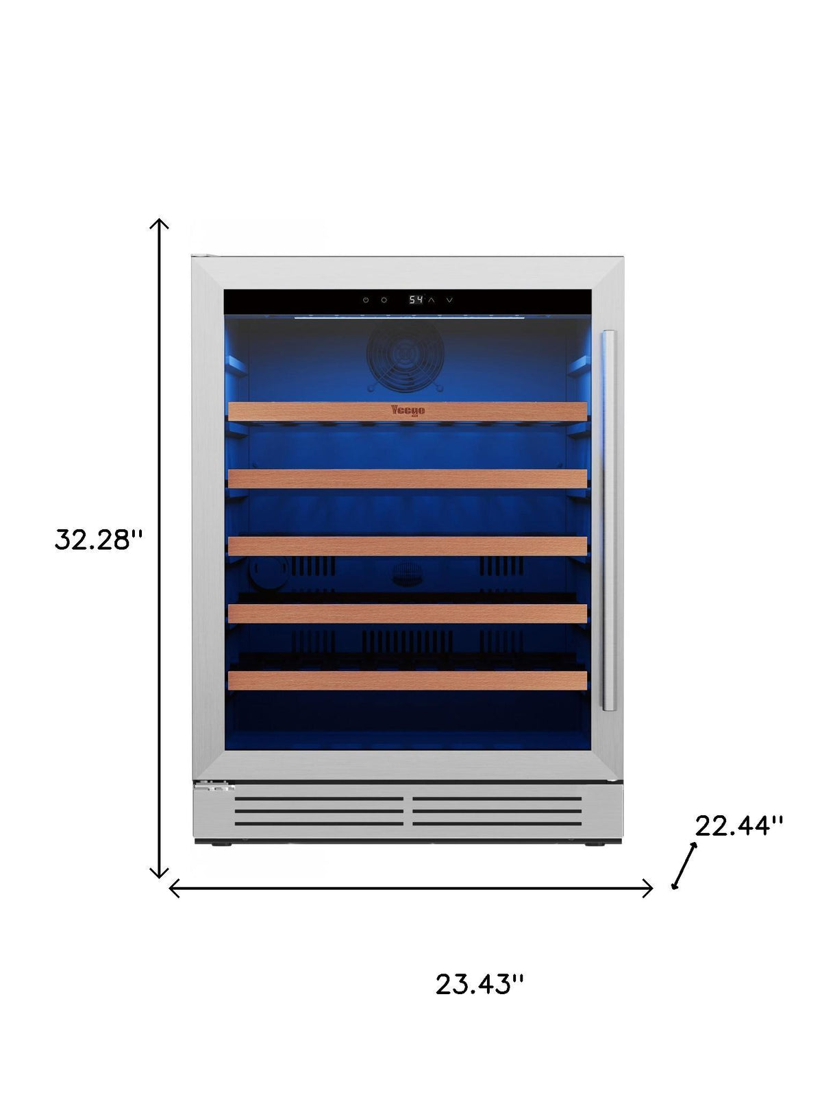 32" X 23" Silver and Black Stainless Steel Single Compartment Wine Refrigerator - HomeRoots - Flyclothing LLC