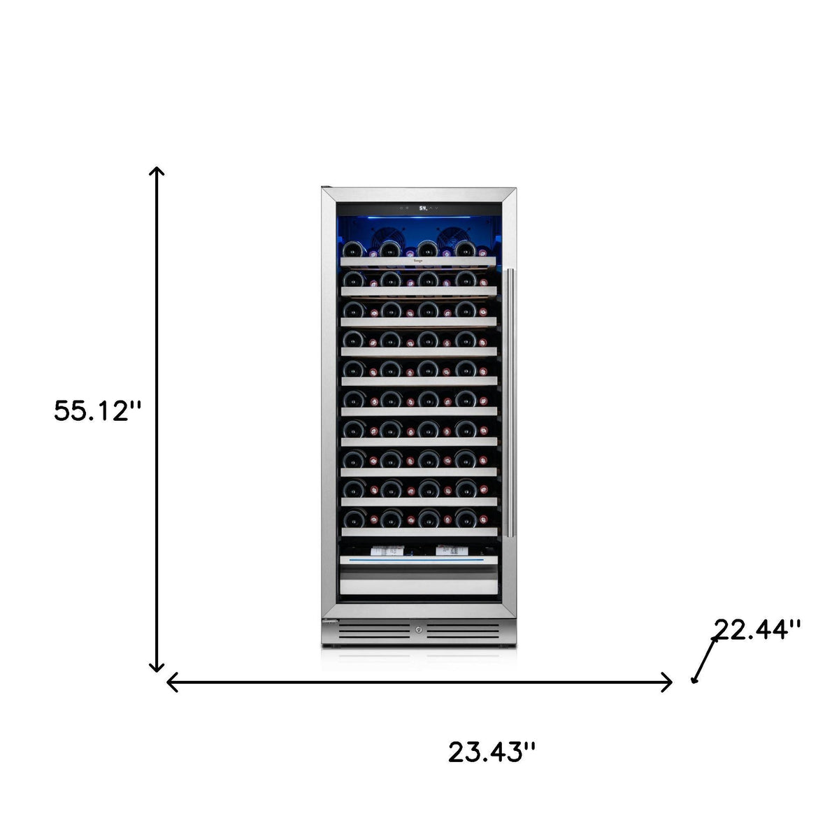 55" X 23" Silver and Black Stainless Steel Single Compartment Wine Refrigerator - HomeRoots - Flyclothing LLC