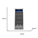 55" X 23" Silver and Black Stainless Steel Single Compartment Wine Refrigerator - HomeRoots - Flyclothing LLC