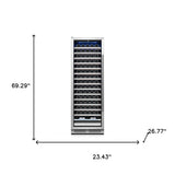 69" X 23" Silver and Black Stainless Steel Single Compartment Wine Refrigerator - HomeRoots - Flyclothing LLC