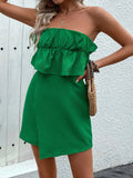 Ruffled Tube Romper - Trendsi
