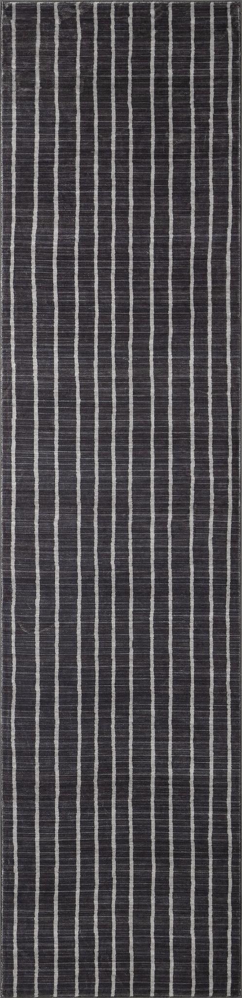 8' Charcoal And Cream Striped Distressed Washable Runner Rug - HomeRoots - Flyclothing LLC