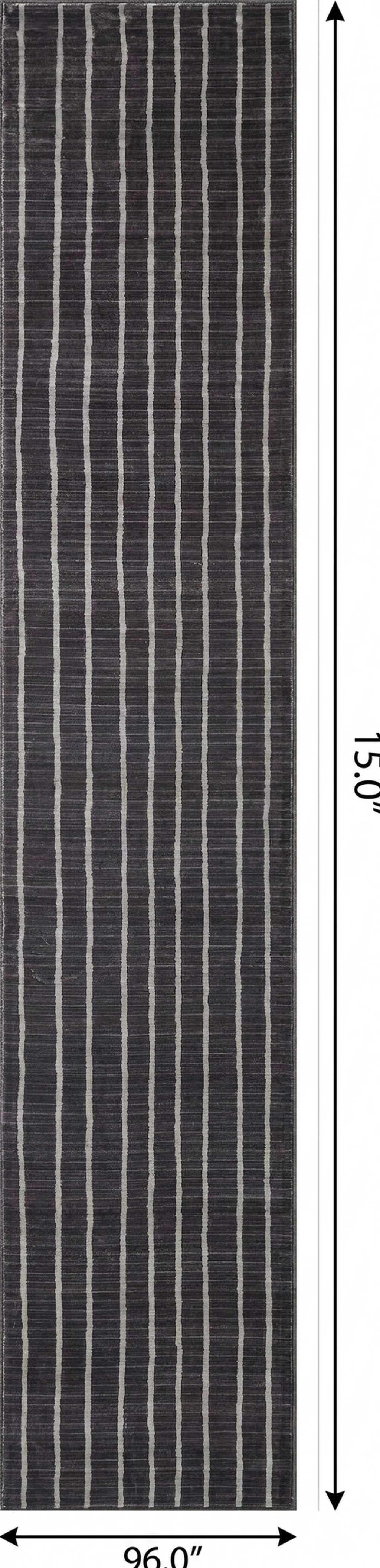 8' Charcoal And Cream Striped Distressed Washable Runner Rug - HomeRoots - Flyclothing LLC