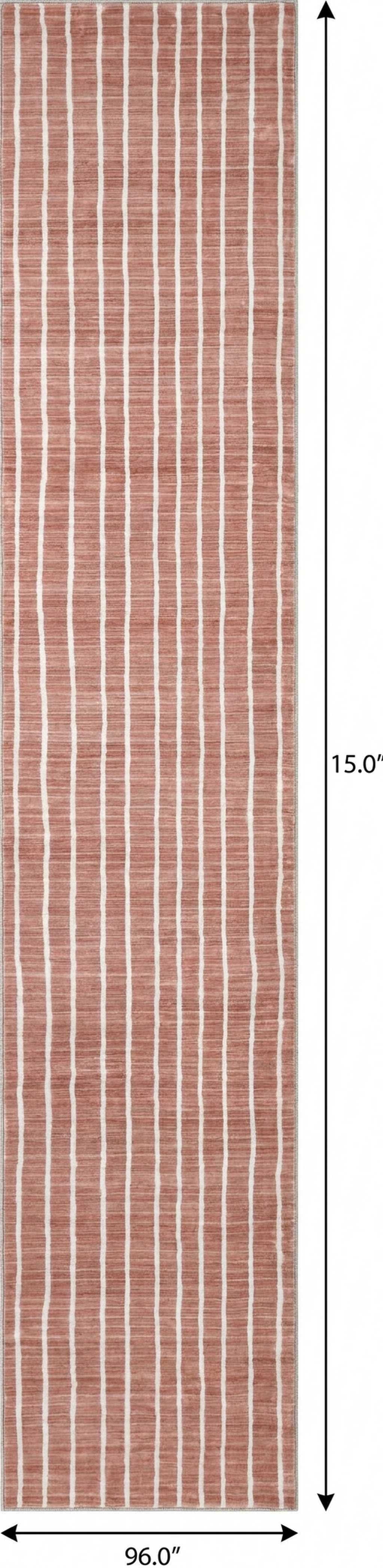 8' Rose And Cream Striped Distressed Washable Runner Rug - HomeRoots - Flyclothing LLC