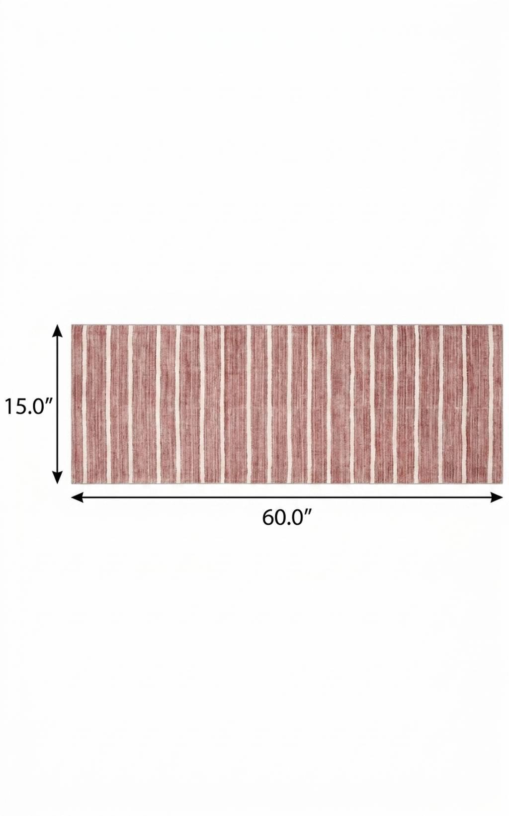 3' X 5' Dusty Rose And Cream Striped Distressed Washable Area Rug - HomeRoots - Flyclothing LLC