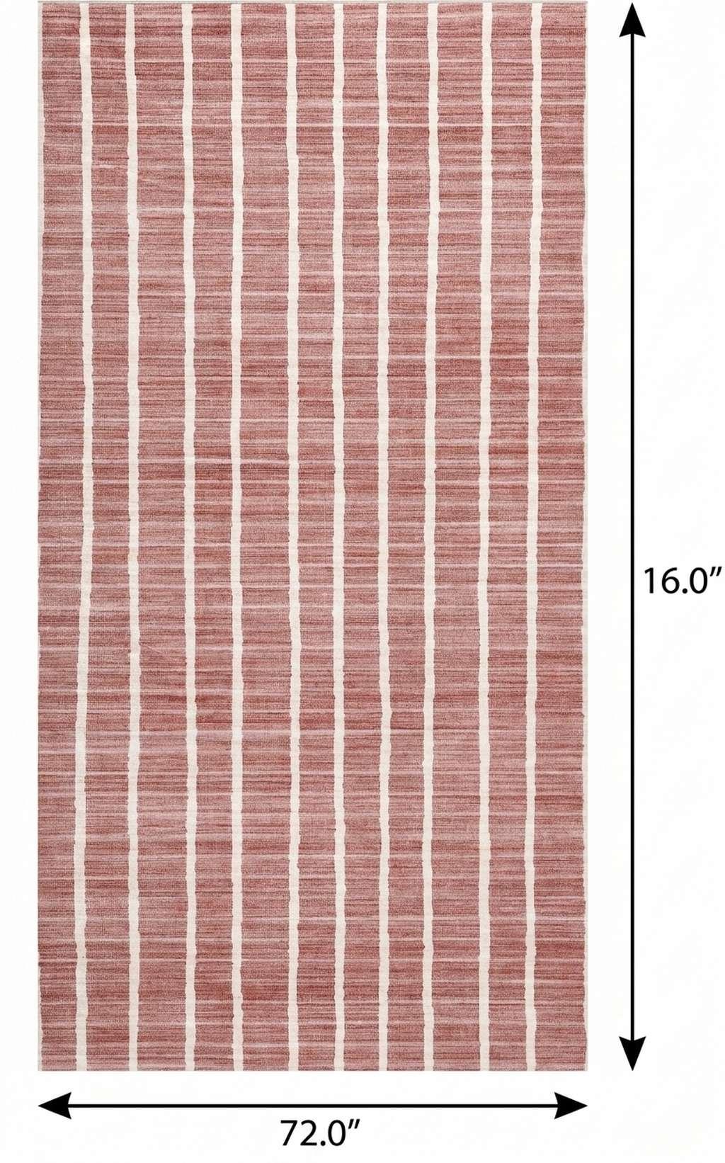 4' X 6' Dusty Rose And Cream Striped Distressed Washable Area Rug - HomeRoots - Flyclothing LLC