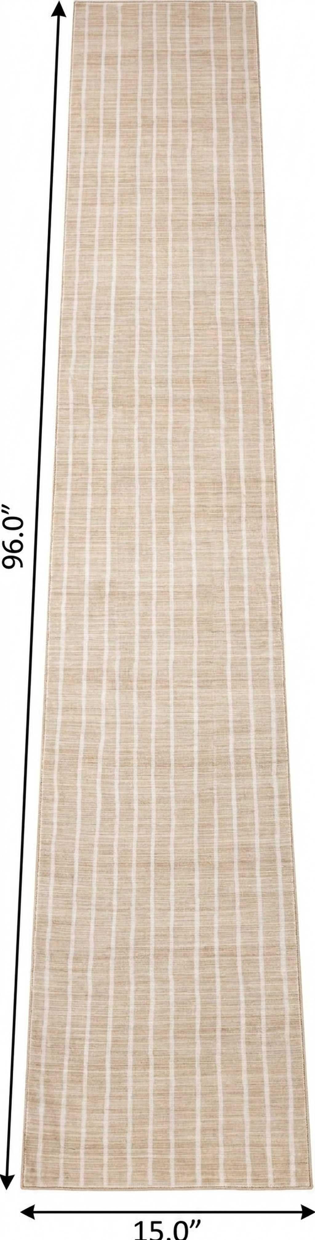 8' Beige And Cream Striped Distressed Washable Runner Rug - HomeRoots - Flyclothing LLC