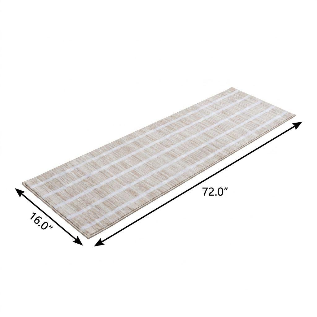 4' X 6' Beige And Cream Striped Distressed Washable Area Rug - HomeRoots - Flyclothing LLC