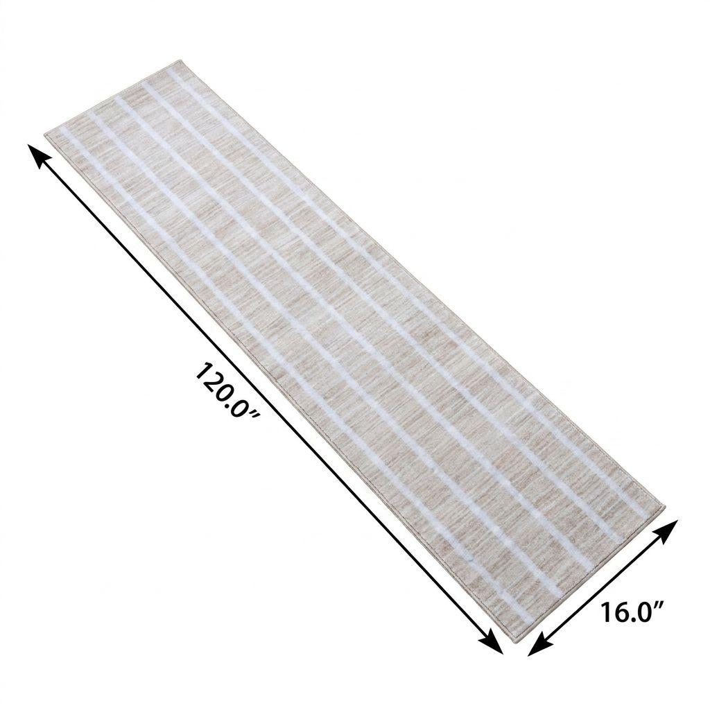 8' X 10' Beige And Cream Striped Distressed Washable Area Rug - HomeRoots - Flyclothing LLC