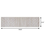 9' X 12' Beige And Cream Striped Distressed Washable Area Rug - HomeRoots - Flyclothing LLC