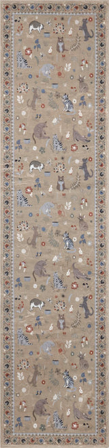 8' Tan And Unfinished Floral Distressed Washable Runner Rug - HomeRoots - Flyclothing LLC