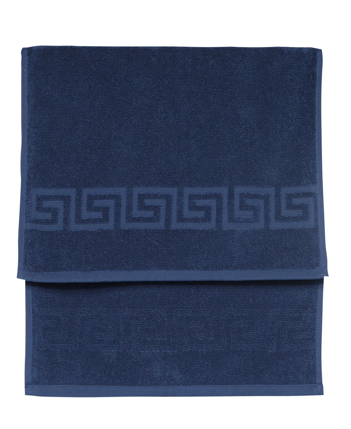 Navy Blue Greek Key Turkish Cotton 30" X 16" Hand Towel - HomeRoots - Flyclothing LLC