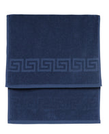 Navy Blue Greek Key Turkish Cotton 30" X 16" Hand Towel - HomeRoots - Flyclothing LLC