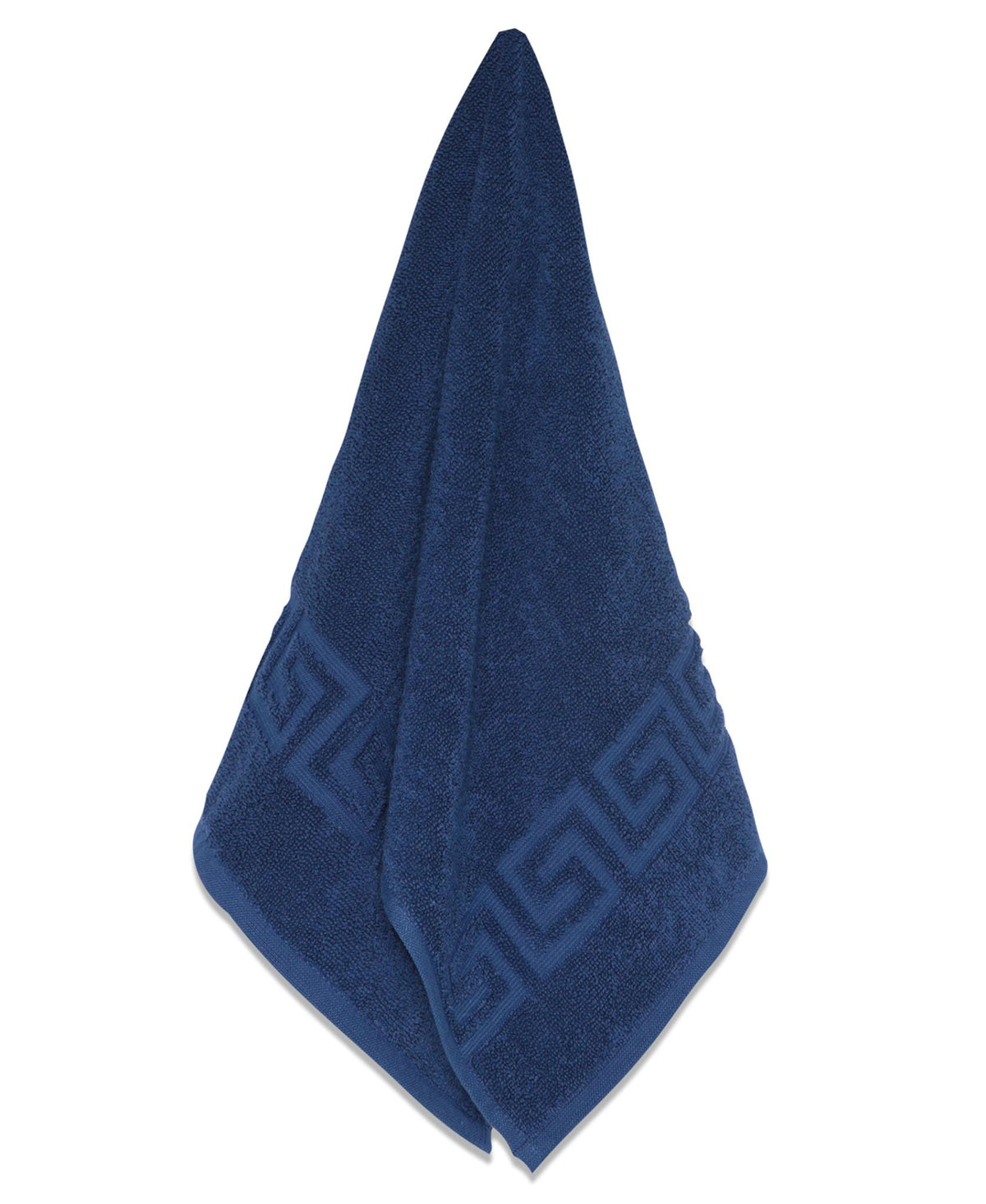 Navy Blue Greek Key Turkish Cotton 30" X 16" Hand Towel - HomeRoots - Flyclothing LLC
