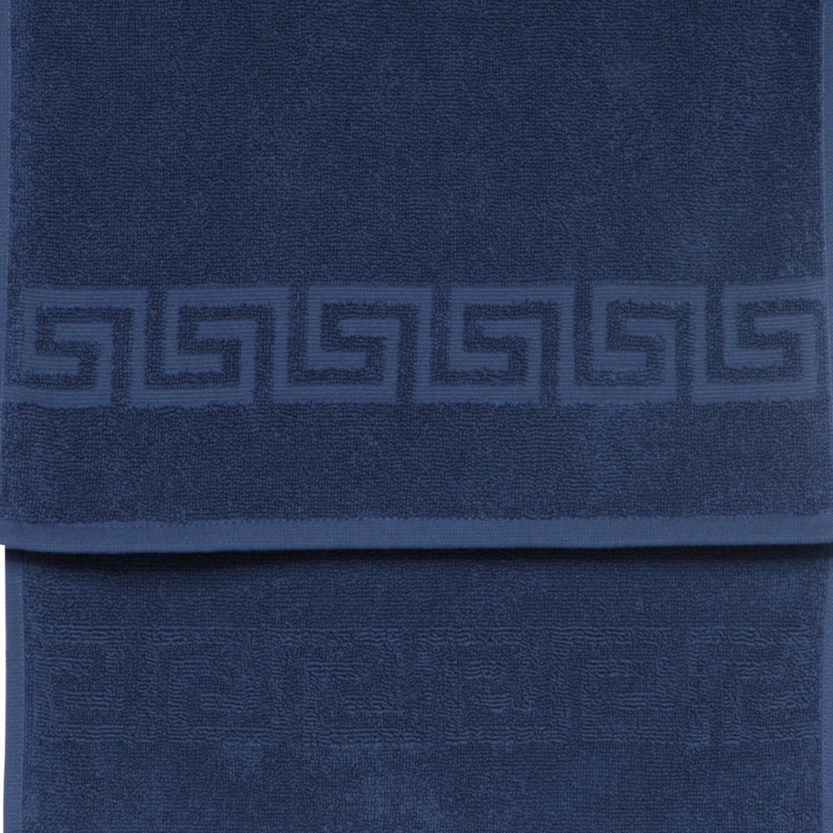 Navy Blue Greek Key Turkish Cotton 30" X 16" Hand Towel - HomeRoots - Flyclothing LLC