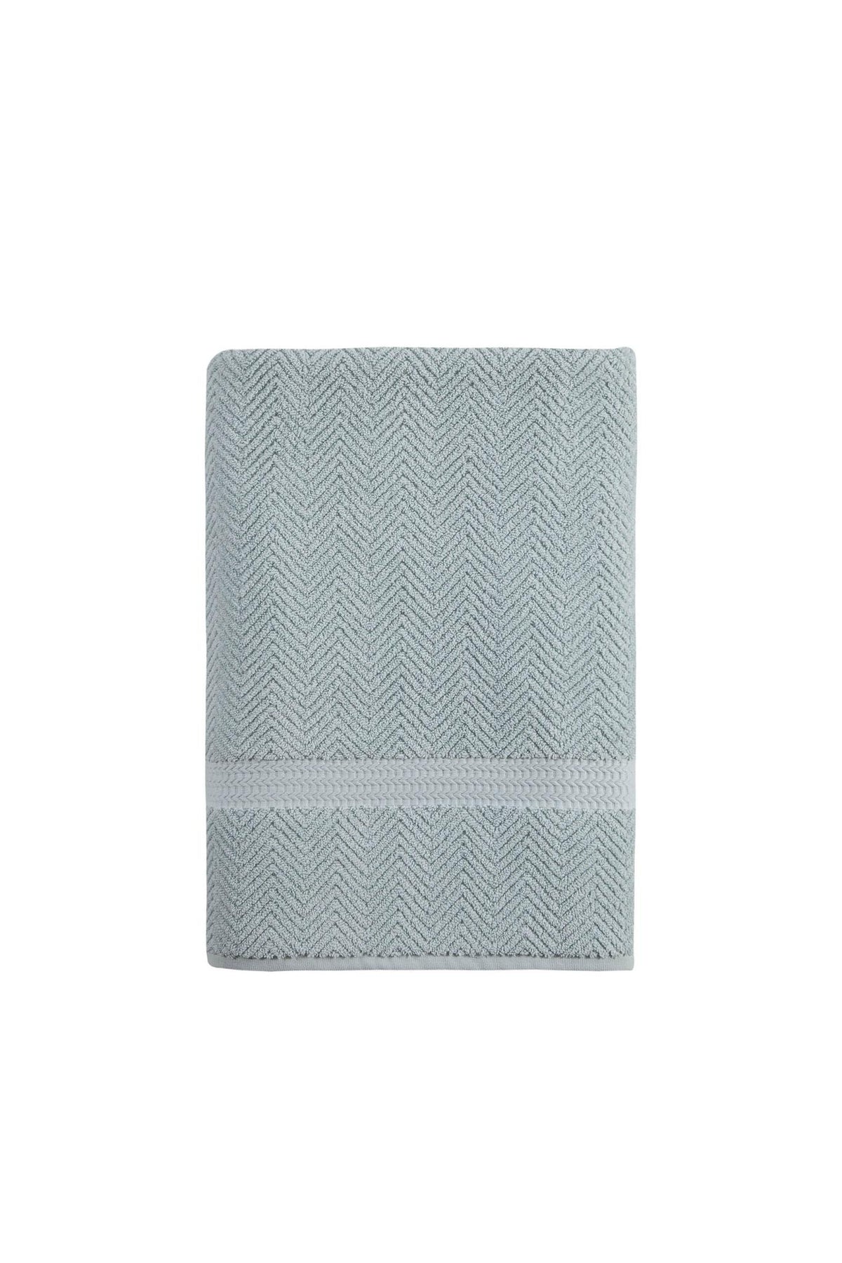 Light Blue Turkish Cotton 35" X 70" Chevron Bath Sheet - HomeRoots - Flyclothing LLC