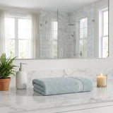 Light Blue Turkish Cotton 35" X 70" Chevron Bath Sheet - HomeRoots - Flyclothing LLC