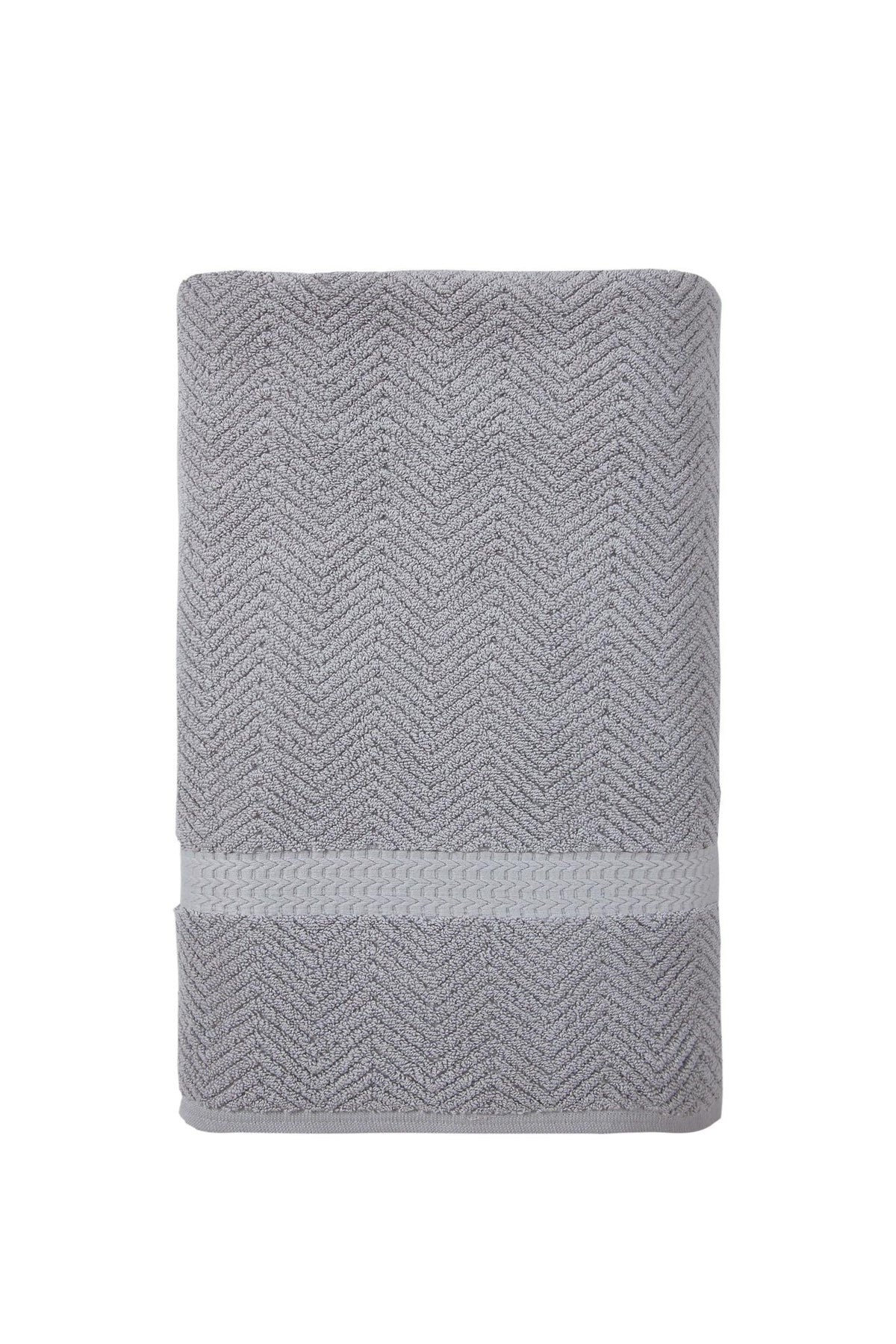 Gray Turkish Cotton 40" X 70" Chevron Bath Sheet - HomeRoots - Flyclothing LLC