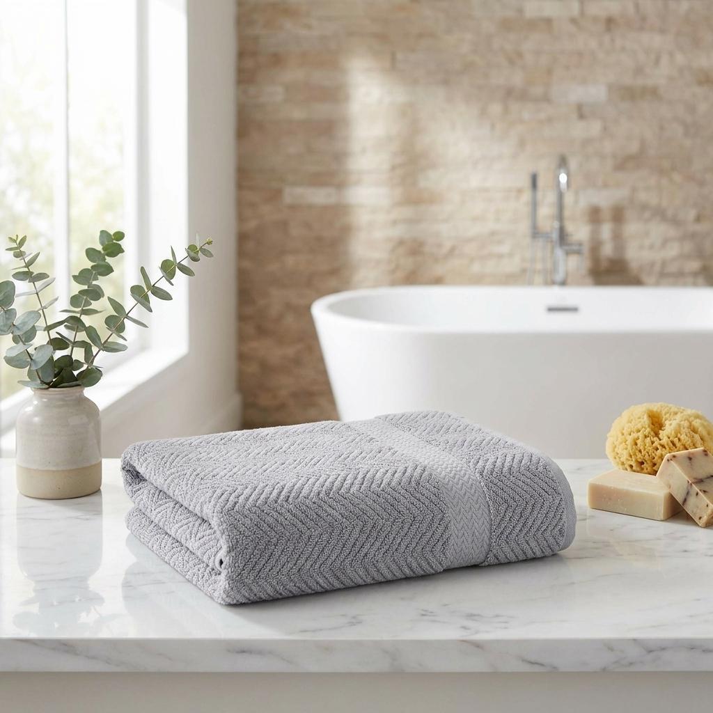 Gray Turkish Cotton 40" X 70" Chevron Bath Sheet - HomeRoots - Flyclothing LLC