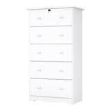 32" White Solid Wood Five Drawer Dresser - HomeRoots - Flyclothing LLC