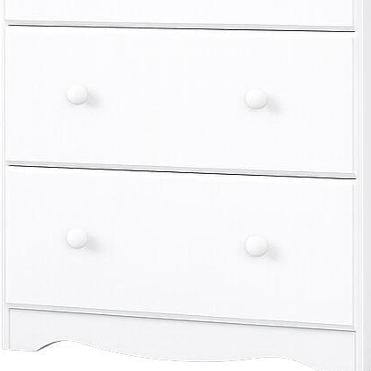 32" White Solid Wood Five Drawer Dresser - HomeRoots - Flyclothing LLC