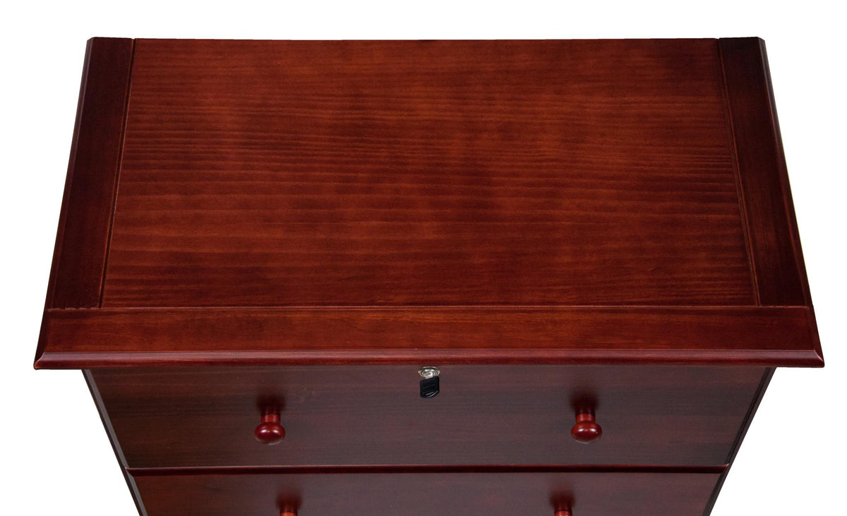 32" Mahogany Solid Wood Five Drawer Dresser - HomeRoots - Flyclothing LLC