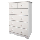 32" White Solid Wood Six Drawer Dresser - HomeRoots - Flyclothing LLC