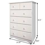 32" White Solid Wood Six Drawer Dresser - HomeRoots - Flyclothing LLC