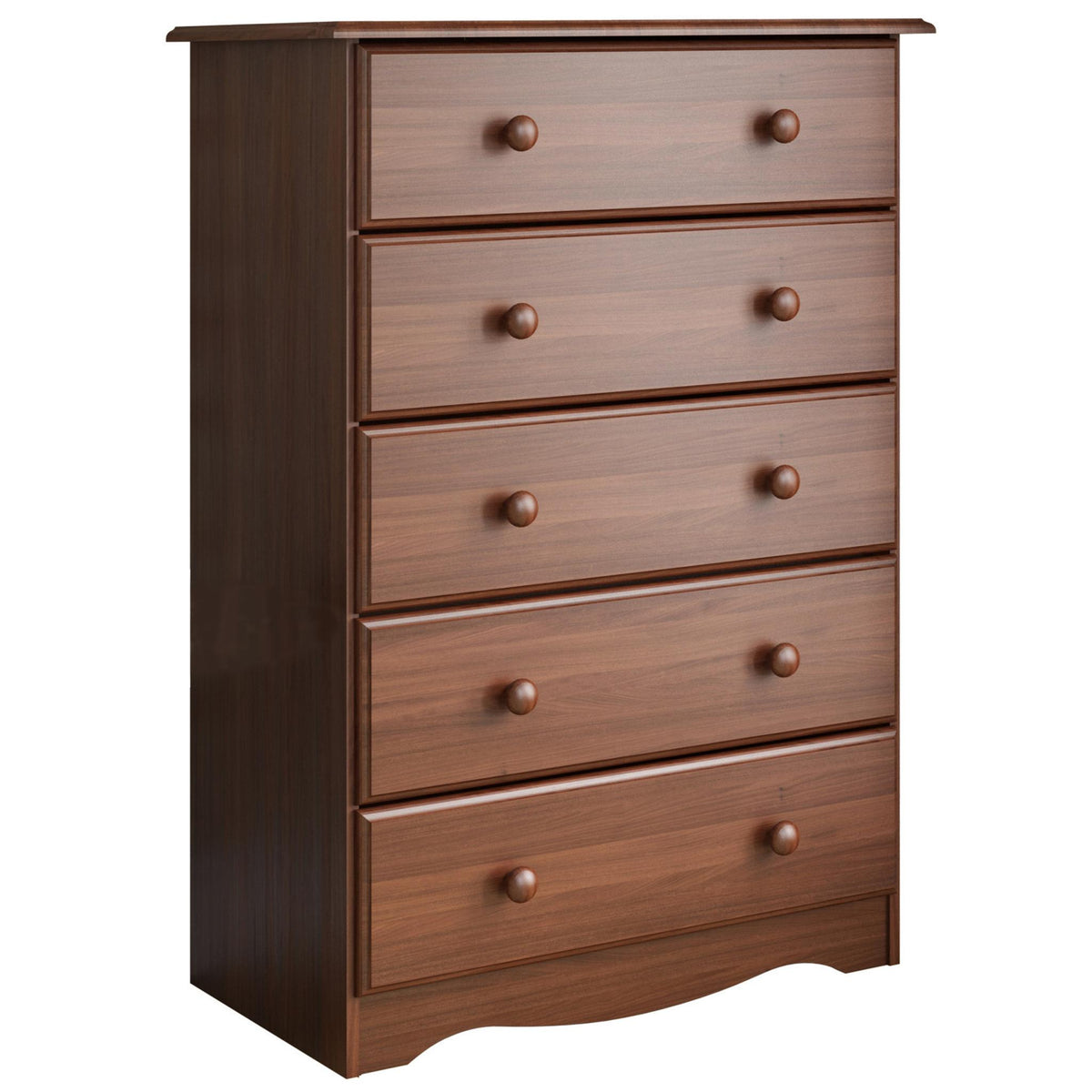 32" Coffee Solid Wood Five Drawer Dresser - HomeRoots - Flyclothing LLC