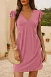 V-Neck Ruffled Cap Sleeve Dress - Trendsi - Flyclothing LLC