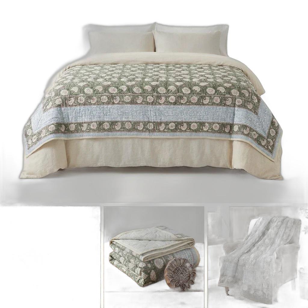 108" X 90" Gold And Cream Floral Cotton Decorative Comforter - HomeRoots - Flyclothing LLC