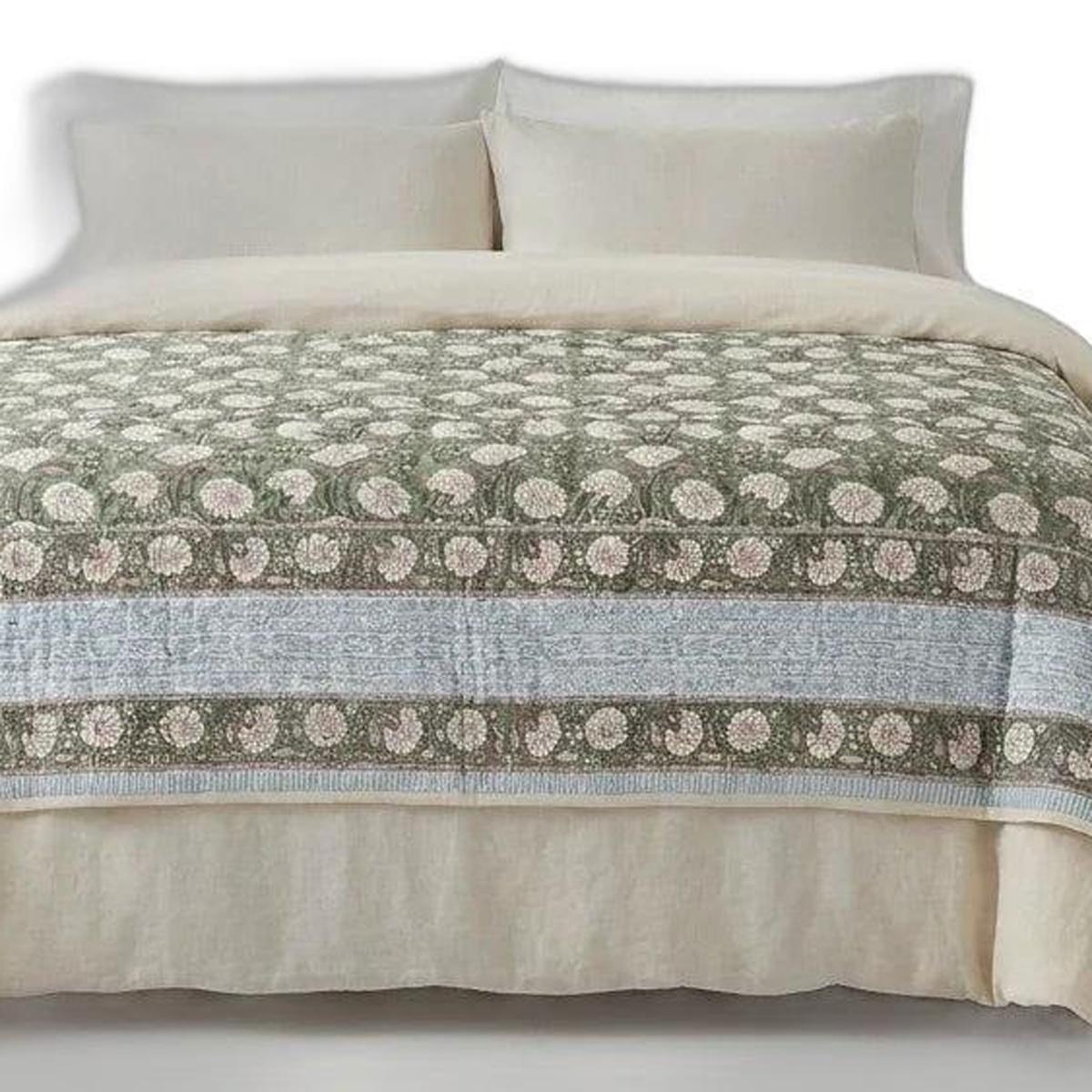 108" X 90" Gold And Cream Floral Cotton Decorative Comforter - HomeRoots - Flyclothing LLC